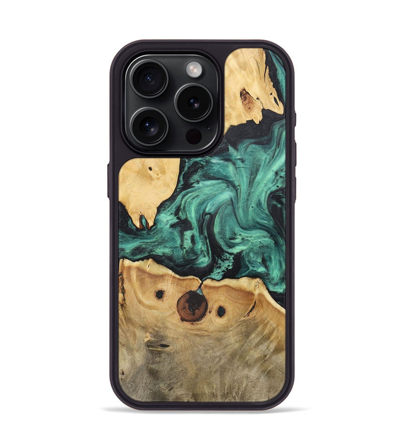 iPhone 15 Pro Wood Phone Case - Janice (Green, 723720)