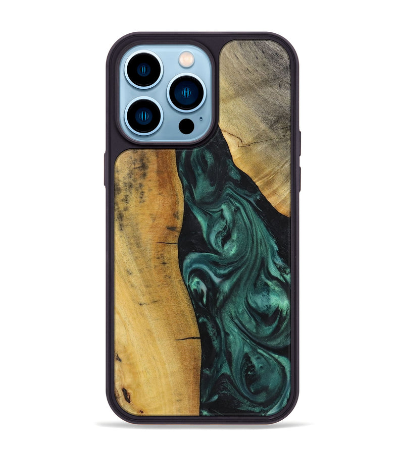 iPhone 14 Pro Max Wood Phone Case - Ron (Green, 723725)