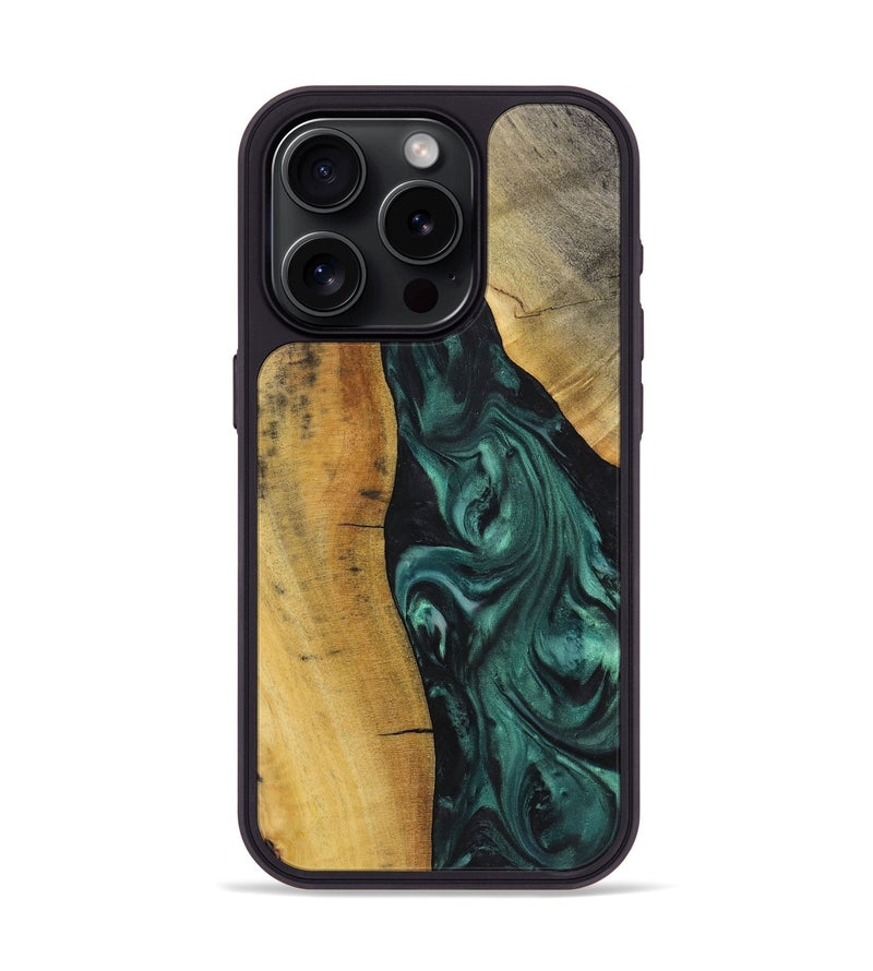 iPhone 15 Pro Wood Phone Case - Ron (Green, 723725)