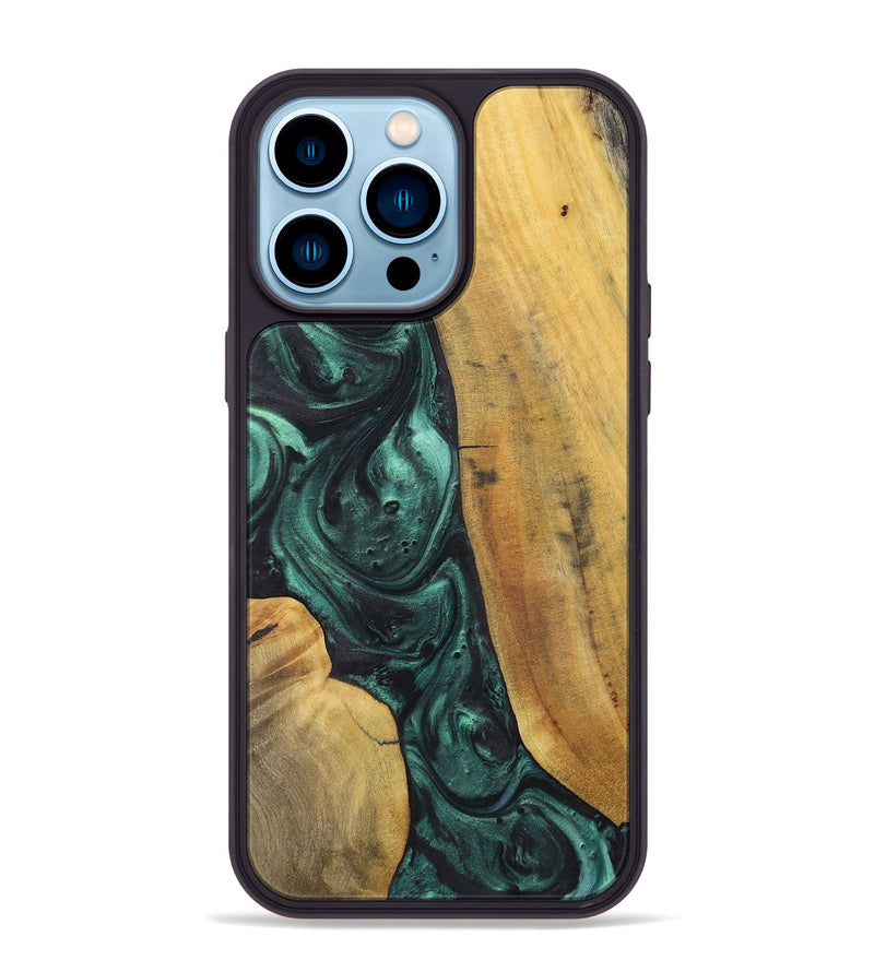 iPhone 14 Pro Max Wood Phone Case - Vicki (Green, 723726)