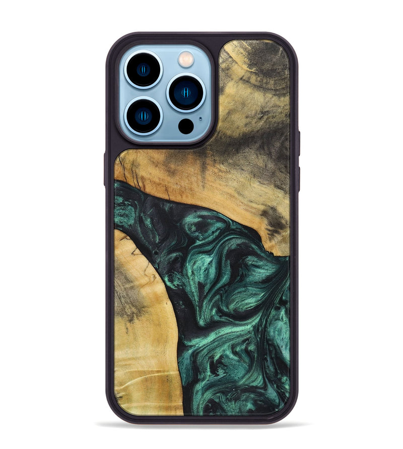 iPhone 14 Pro Max Wood Phone Case - Glenn (Green, 723733)