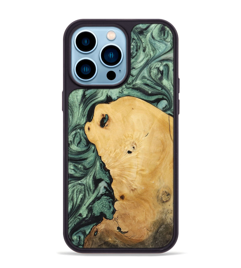 iPhone 14 Pro Max Wood Phone Case - Bob (Green, 723735)