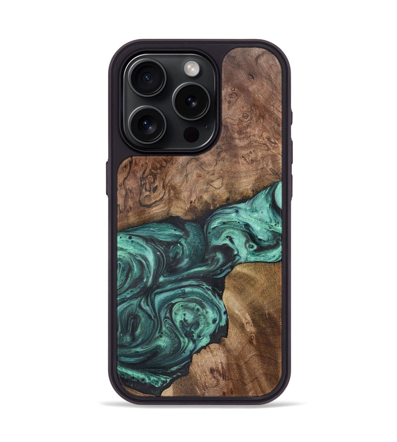 iPhone 15 Pro Wood Phone Case - Annabelle (Green, 723742)