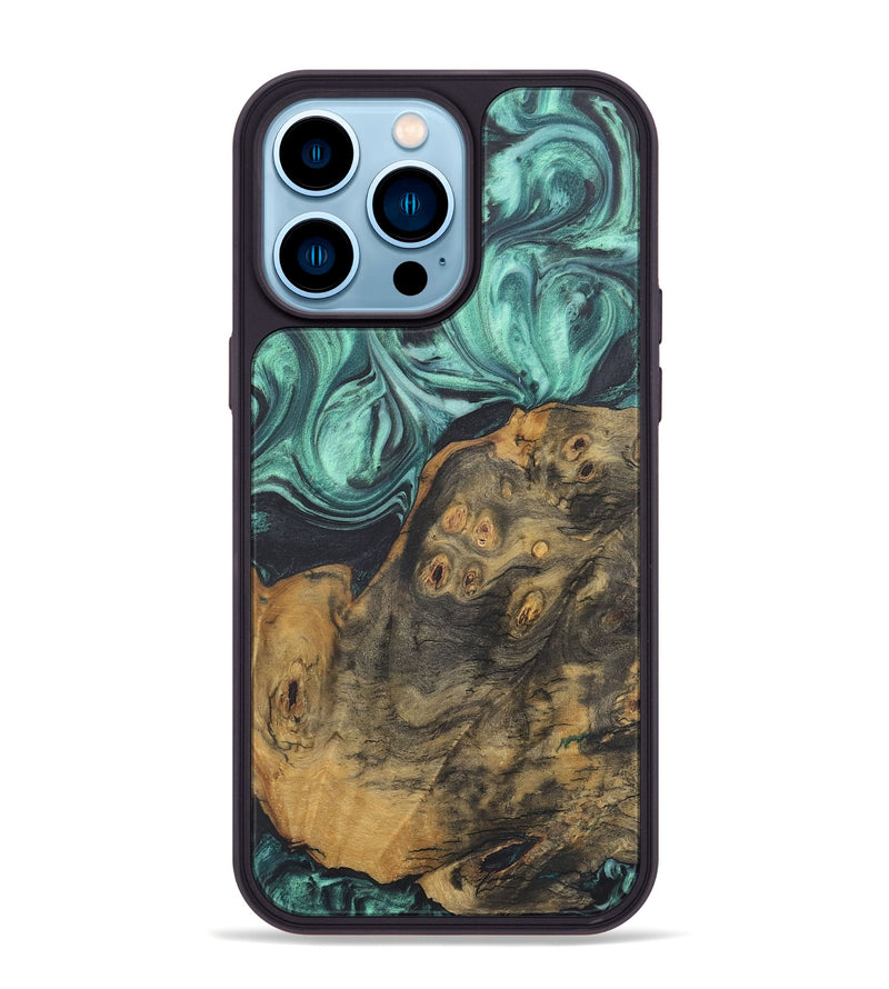 iPhone 14 Pro Max Wood Phone Case - Donnie (Green, 723744)