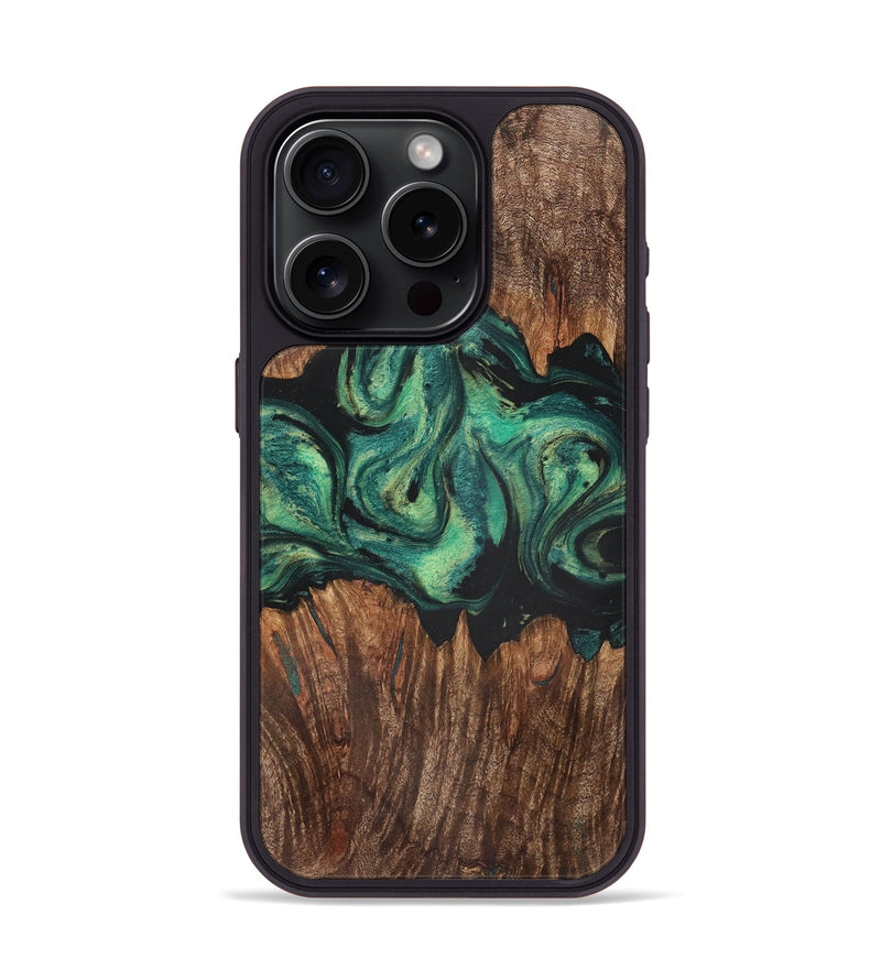 iPhone 15 Pro Wood Phone Case - August (Green, 723770)