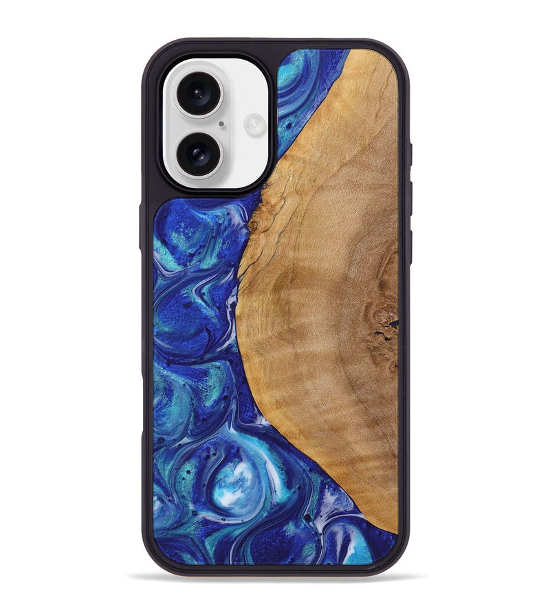 iPhone 16 Plus Wood Phone Case - Ross (Blue, 723882)