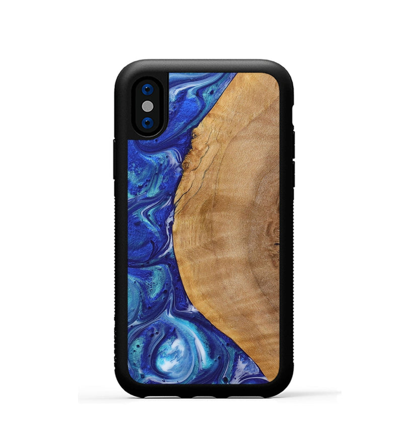 iPhone Xs Wood Phone Case - Ross (Blue, 723882)