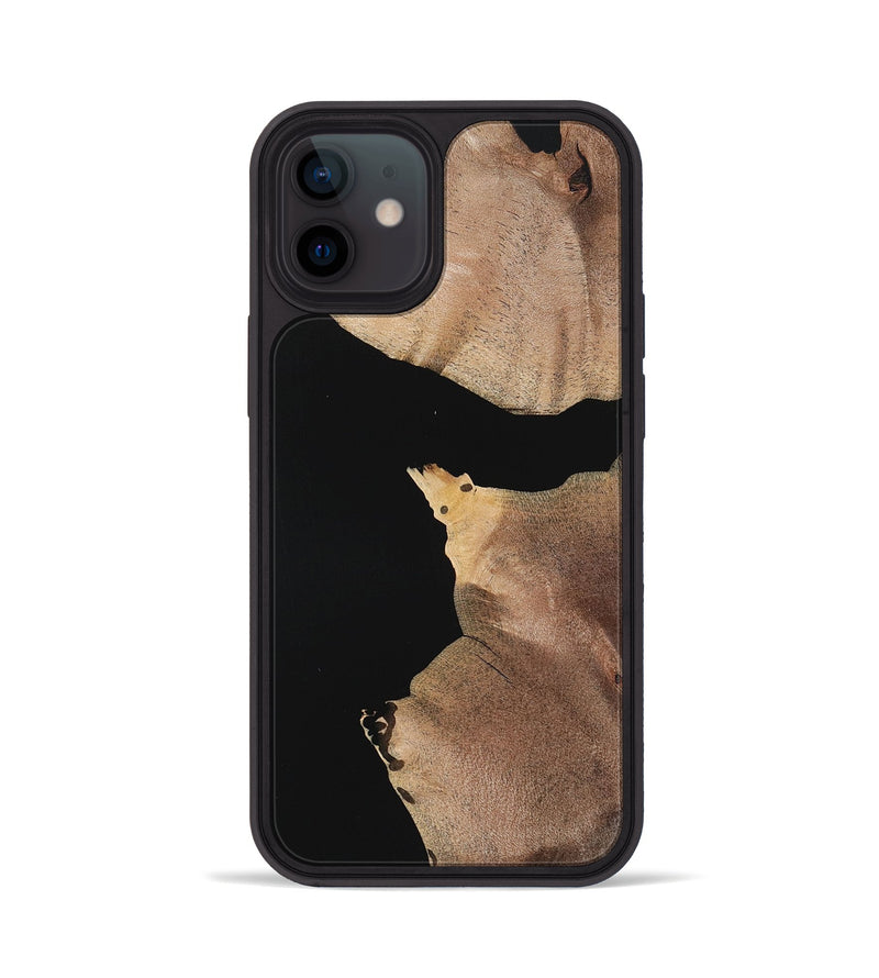 iPhone 12 Wood Phone Case - Caitlin (Pure Black, 723922)