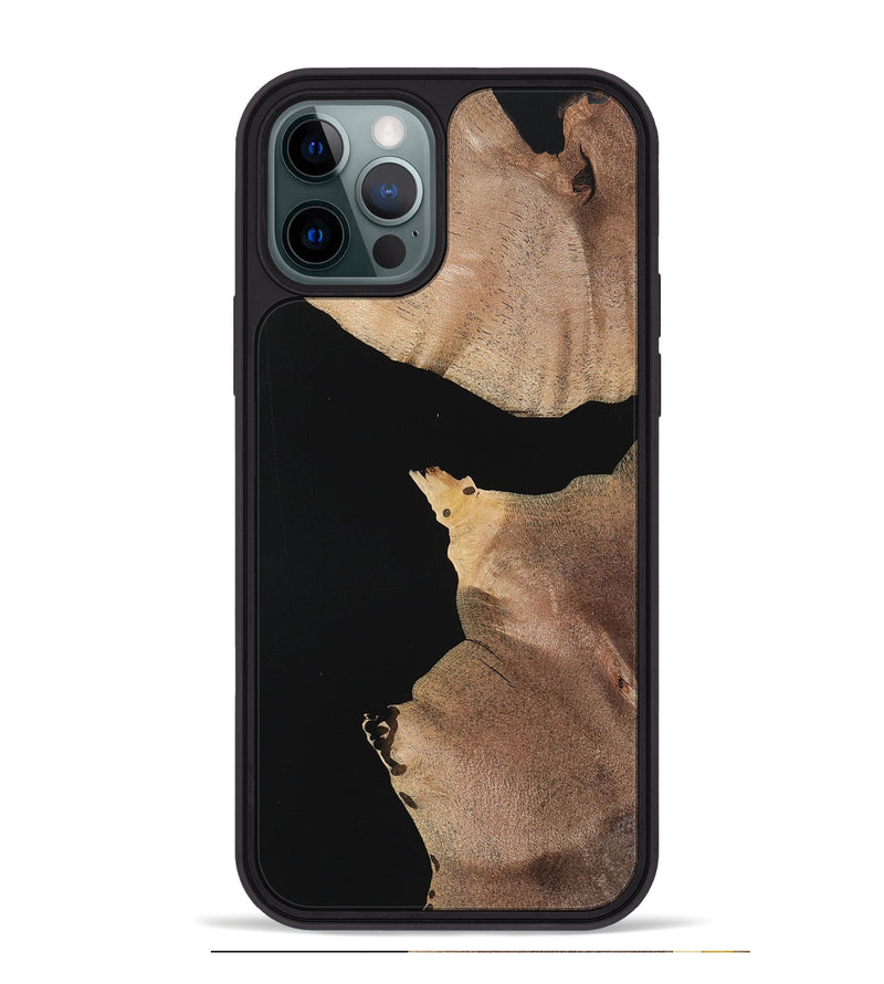 iPhone 12 Pro Max Wood Phone Case - Caitlin (Pure Black, 723922)