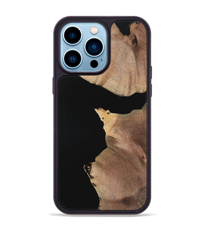 iPhone 14 Pro Max Wood Phone Case - Caitlin (Pure Black, 723922)