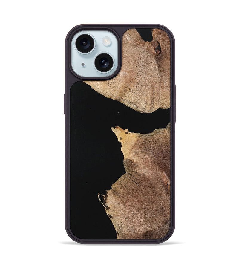 iPhone 15 Wood Phone Case - Caitlin (Pure Black, 723922)