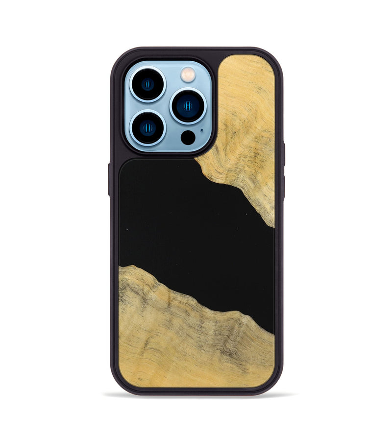 iPhone 14 Pro Wood Phone Case - Rebekah (Pure Black, 723933)