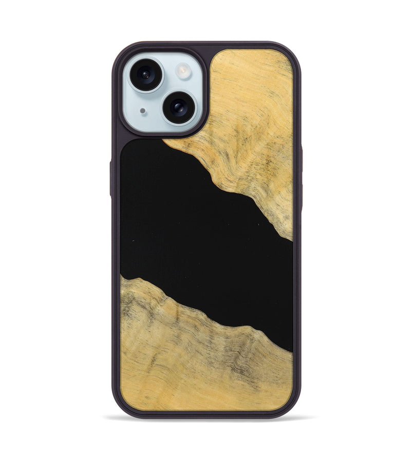 iPhone 15 Wood Phone Case - Rebekah (Pure Black, 723933)