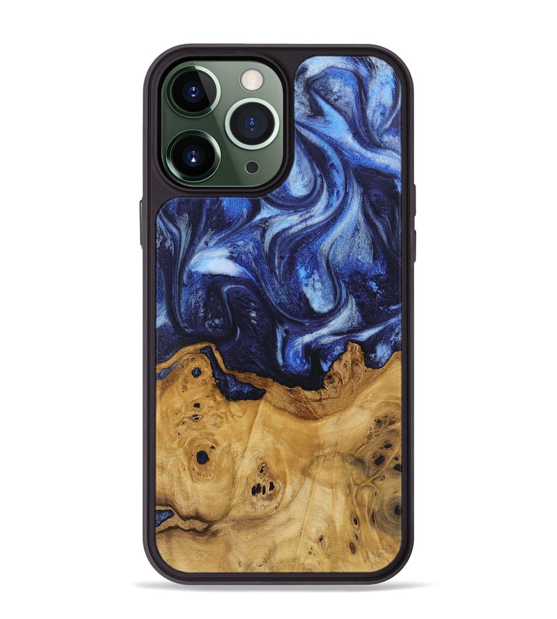 iPhone 13 Pro Max Wood Phone Case - Sara (Blue, 723951)