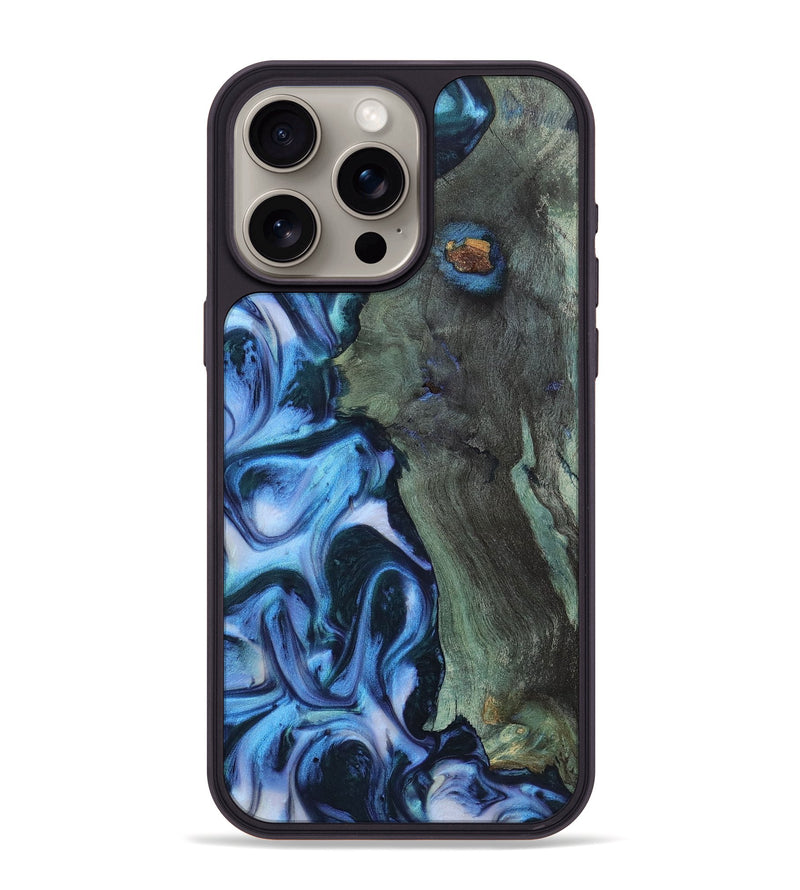 iPhone 15 Pro Max Wood Phone Case - Branden (Blue, 723961)