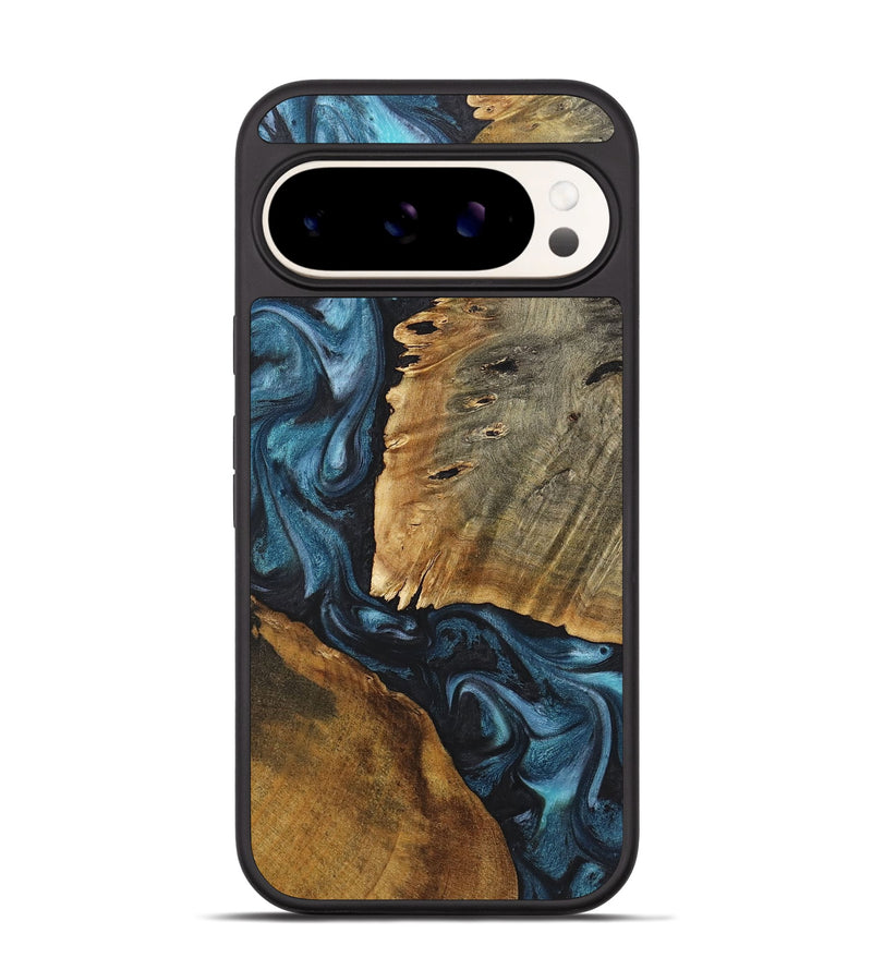 Pixel 9 Wood Phone Case - Angelique (Blue, 724038)