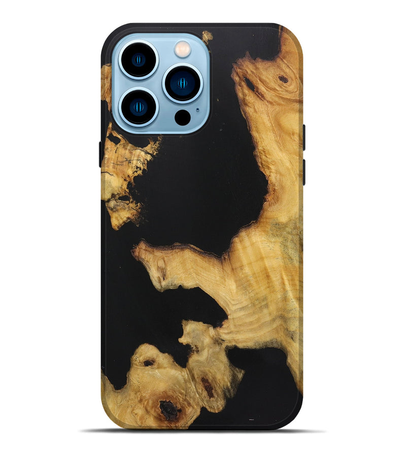 iPhone 14 Pro Max Wood Live Edge Phone Case - Marlee (Pure Black, 724057)