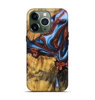 iPhone 13 Pro Wood Live Edge Phone Case - Blake (Teal & Gold, 724062)