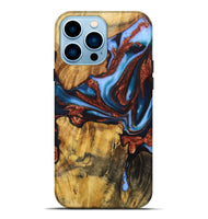 iPhone 14 Pro Max Wood Live Edge Phone Case - Blake (Teal & Gold, 724062)