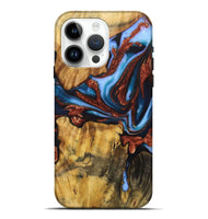 iPhone 15 Pro Max Wood Live Edge Phone Case - Blake (Teal & Gold, 724062)