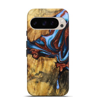 Pixel 9 Wood Live Edge Phone Case - Blake (Teal & Gold, 724062)