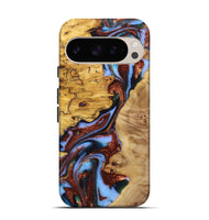 Pixel 9 Wood Live Edge Phone Case - Catherine (Teal & Gold, 724063)