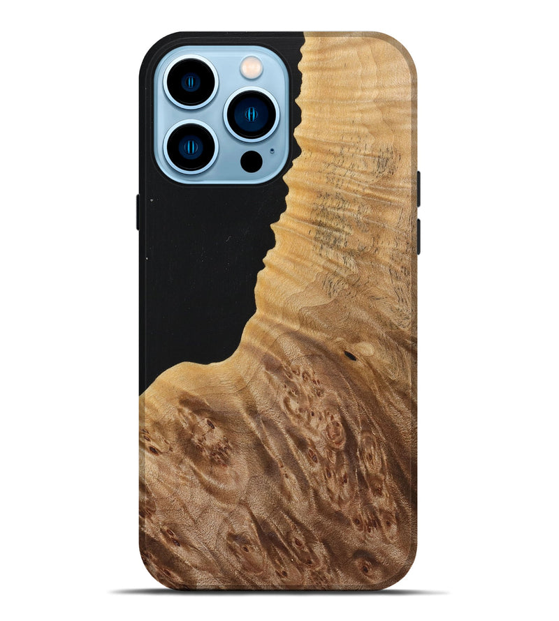 iPhone 14 Pro Max Wood Live Edge Phone Case - Ayla (Pure Black, 724074)