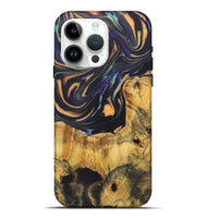 iPhone 15 Pro Max Wood Live Edge Phone Case - Penny (Teal & Gold, 724079)