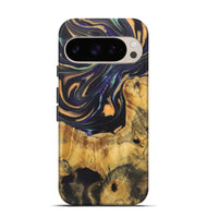 Pixel 9 Wood Live Edge Phone Case - Penny (Teal & Gold, 724079)