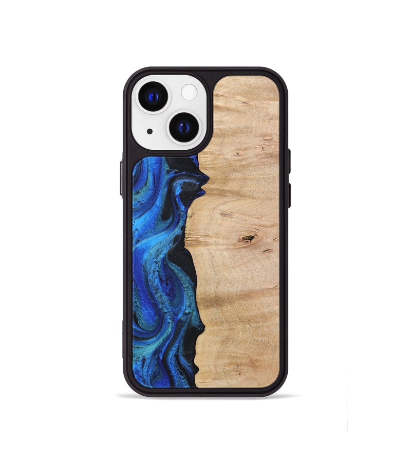 iPhone 13 mini Wood Phone Case - Antoinette (Blue, 724109)