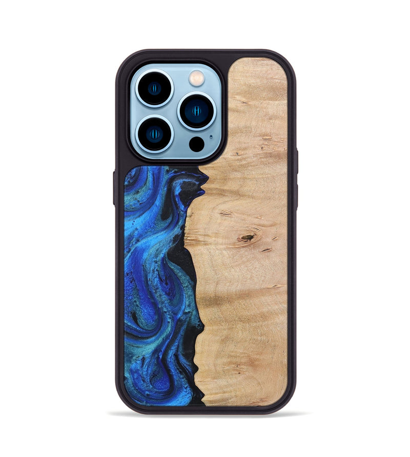 iPhone 14 Pro Wood Phone Case - Antoinette (Blue, 724109)