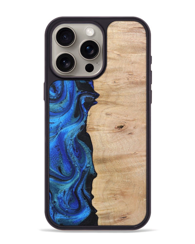 iPhone 15 Pro Max Wood Phone Case - Antoinette (Blue, 724109)