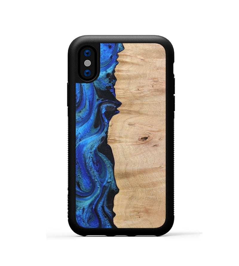 iPhone Xs Wood Phone Case - Antoinette (Blue, 724109)