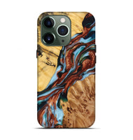 iPhone 13 Pro Wood Live Edge Phone Case - Karissa (Teal & Gold, 724114)