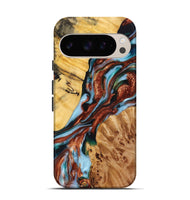 Pixel 9 Wood Live Edge Phone Case - Karissa (Teal & Gold, 724114)