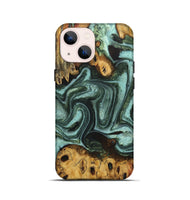 iPhone 13 mini Wood Live Edge Phone Case - Maeve (Green, 724117)