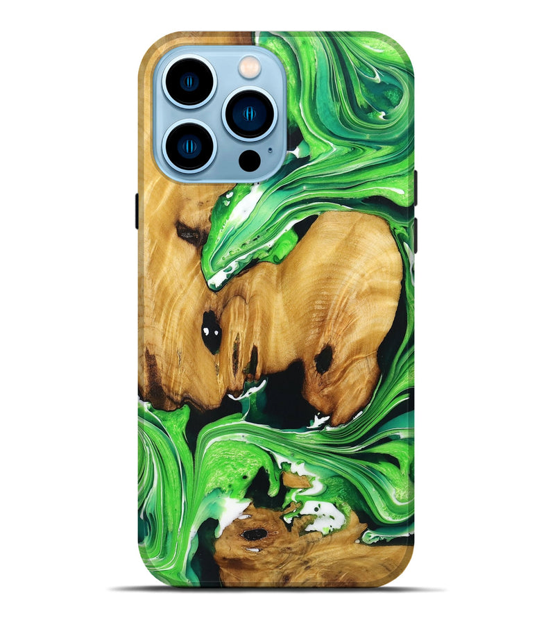 iPhone 14 Pro Max Wood Live Edge Phone Case - Lacy (Green, 724125)