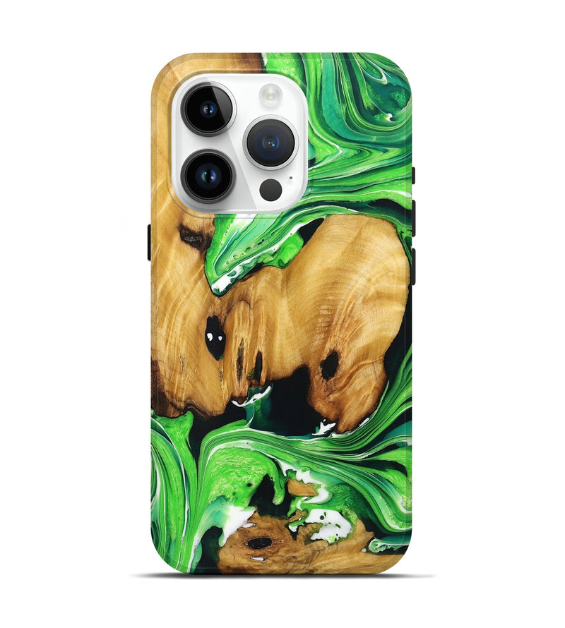 iPhone 15 Pro Wood Live Edge Phone Case - Lacy (Green, 724125)