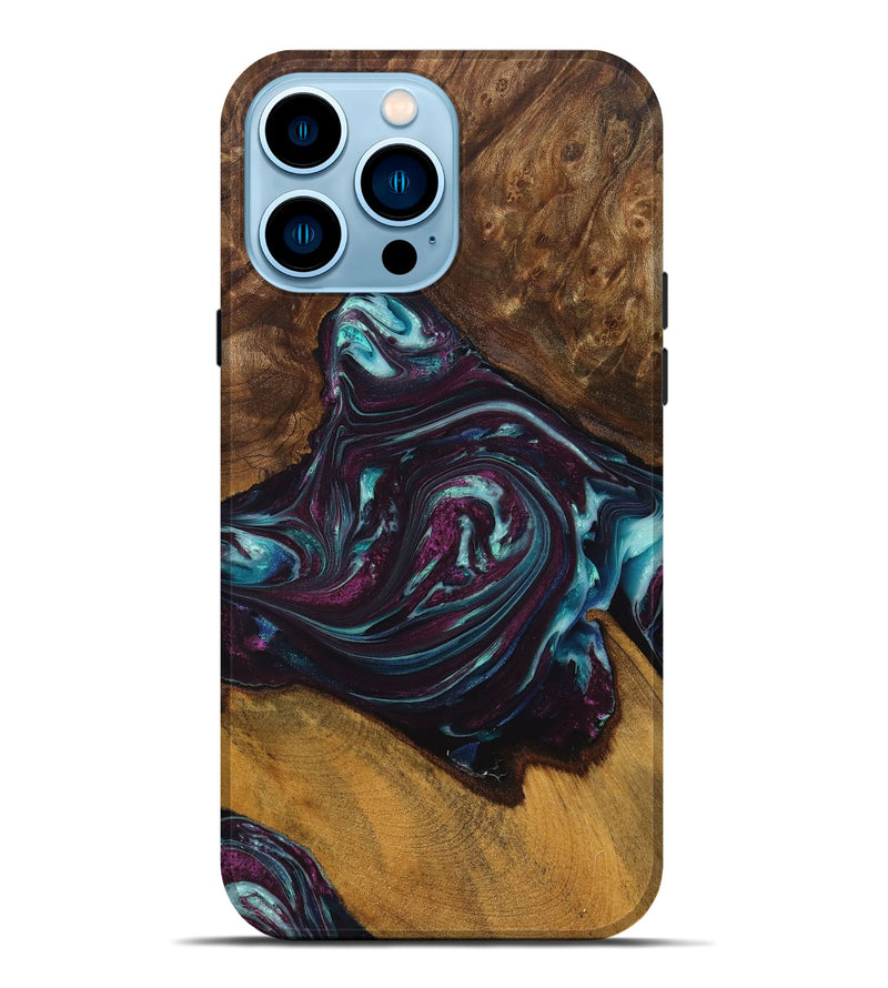 iPhone 14 Pro Max Wood Live Edge Phone Case - Allen (Blue, 724130)