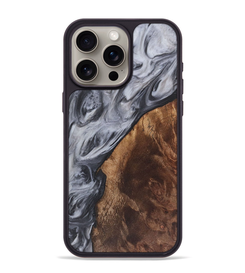 iPhone 15 Pro Max Wood Phone Case - Aubrie (Black & White, 724176)