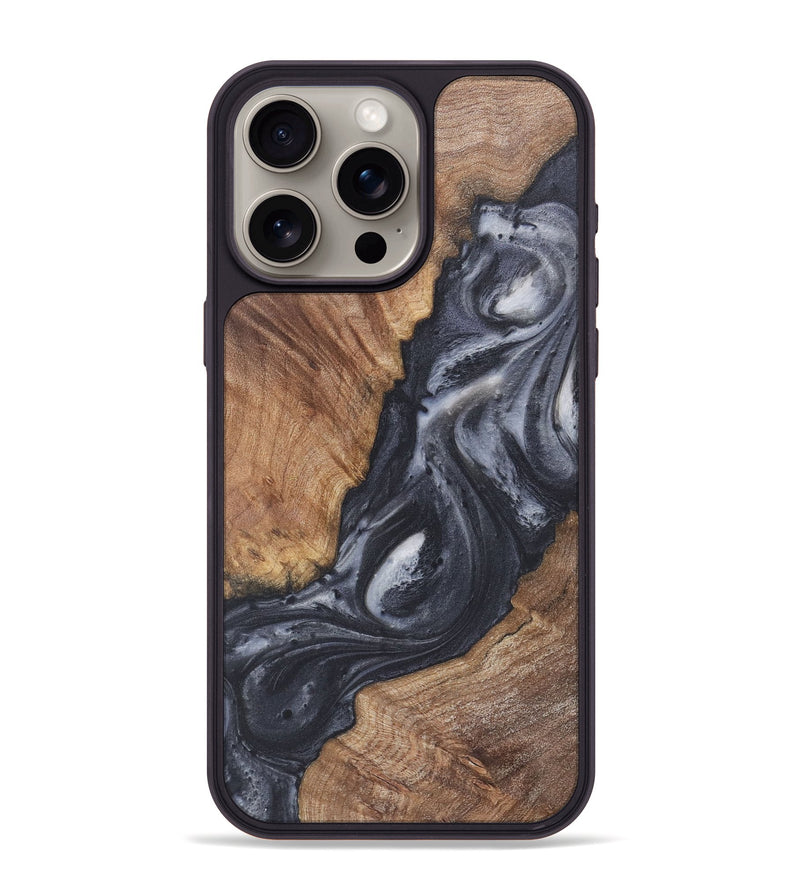 iPhone 15 Pro Max Wood Phone Case - Madeline (Black & White, 724177)