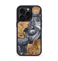 iPhone 15 Pro Wood Phone Case - Flora (Black & White, 724179)