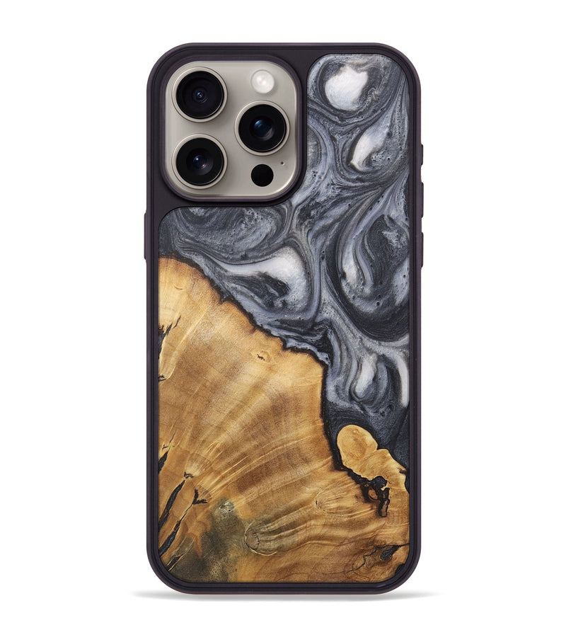 iPhone 15 Pro Max Wood Phone Case - Ruth (Black & White, 724184)