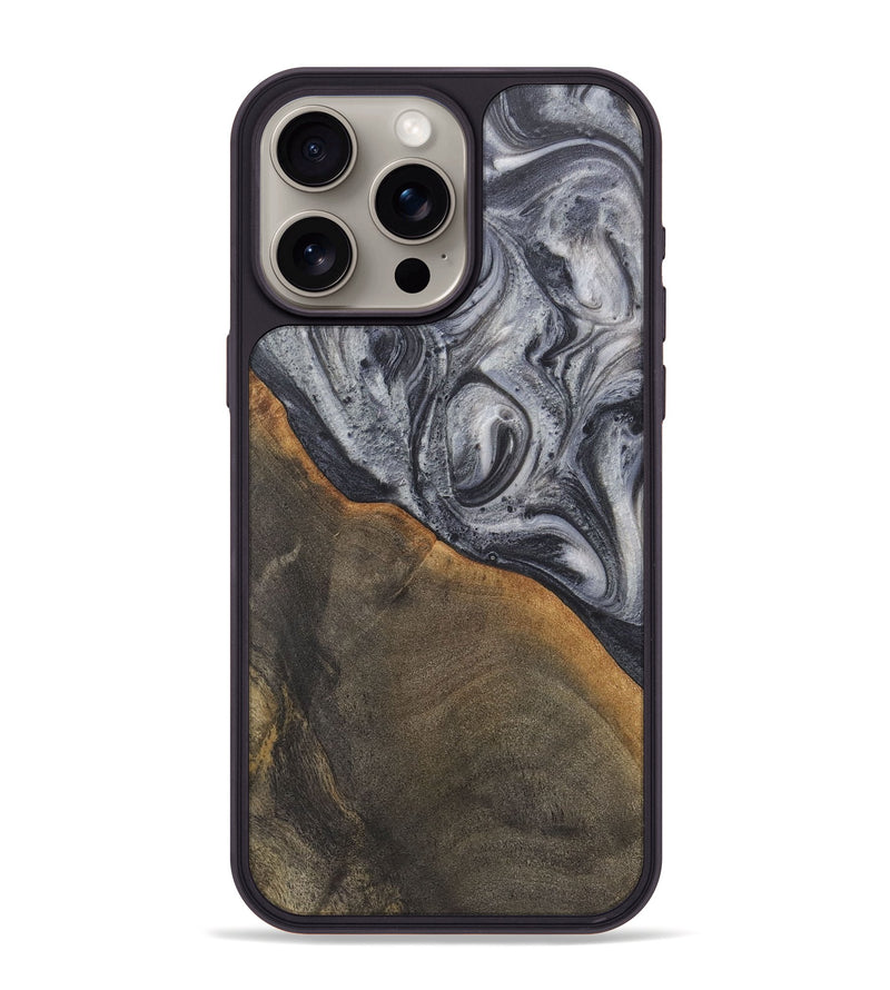 iPhone 15 Pro Max Wood Phone Case - Anthony (Black & White, 724187)