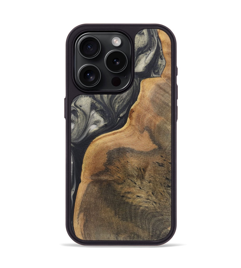 iPhone 15 Pro Wood Phone Case - Dewey (Black & White, 724189)