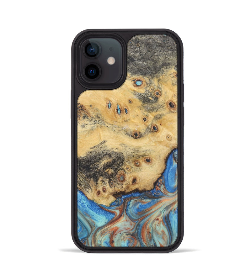 iPhone 12 Wood Phone Case - Mable (Teal & Gold, 724210)