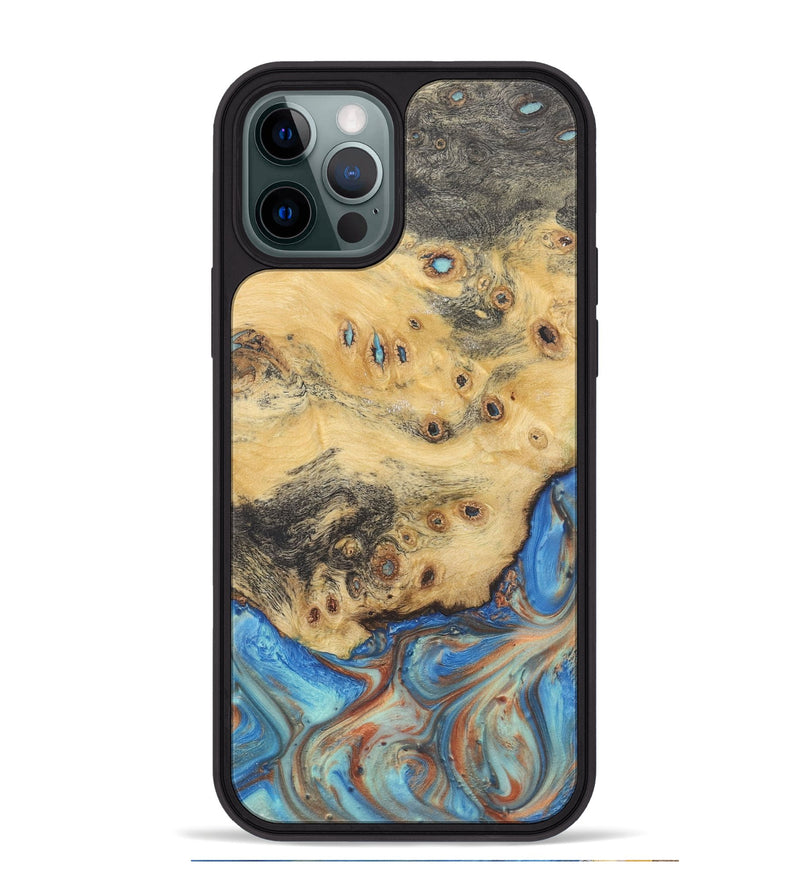 iPhone 12 Pro Max Wood Phone Case - Mable (Teal & Gold, 724210)