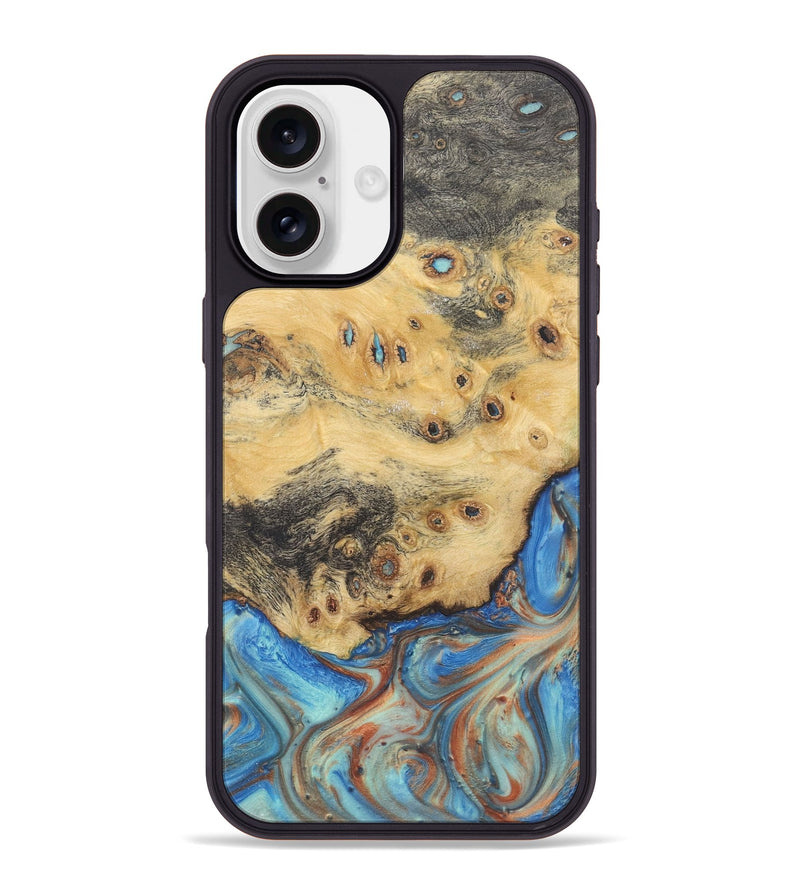 iPhone 16 Plus Wood Phone Case - Mable (Teal & Gold, 724210)