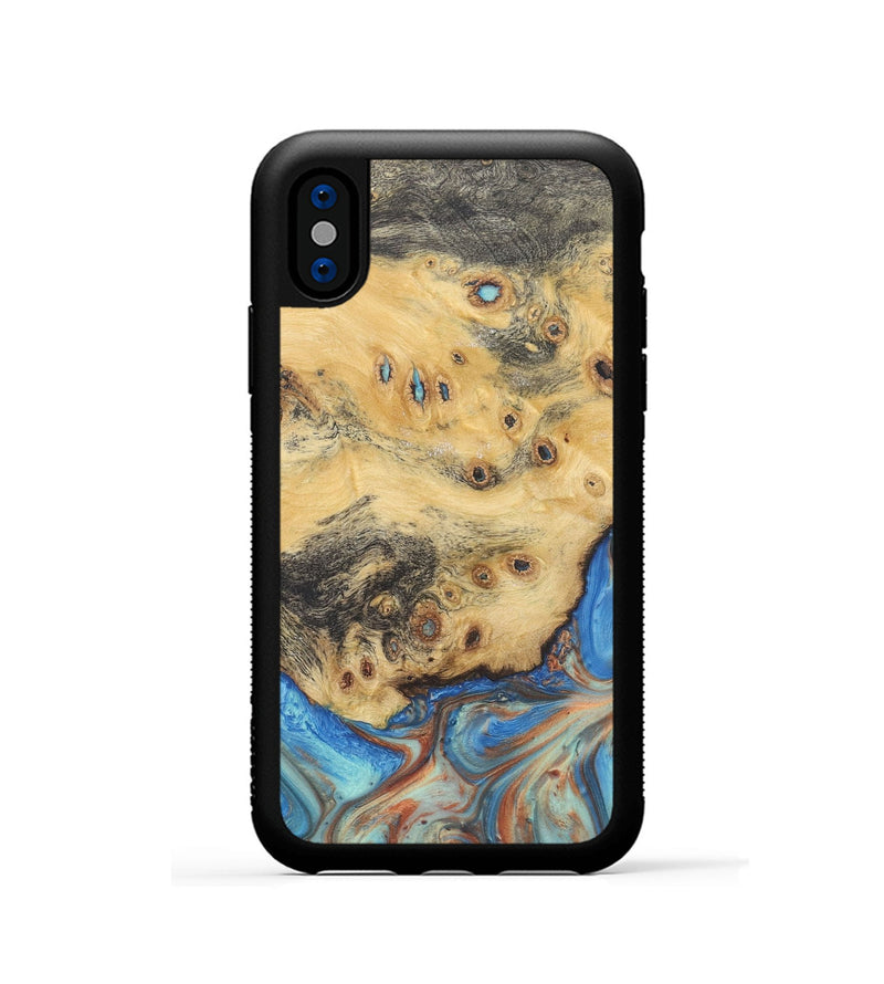 iPhone Xs Wood Phone Case - Mable (Teal & Gold, 724210)