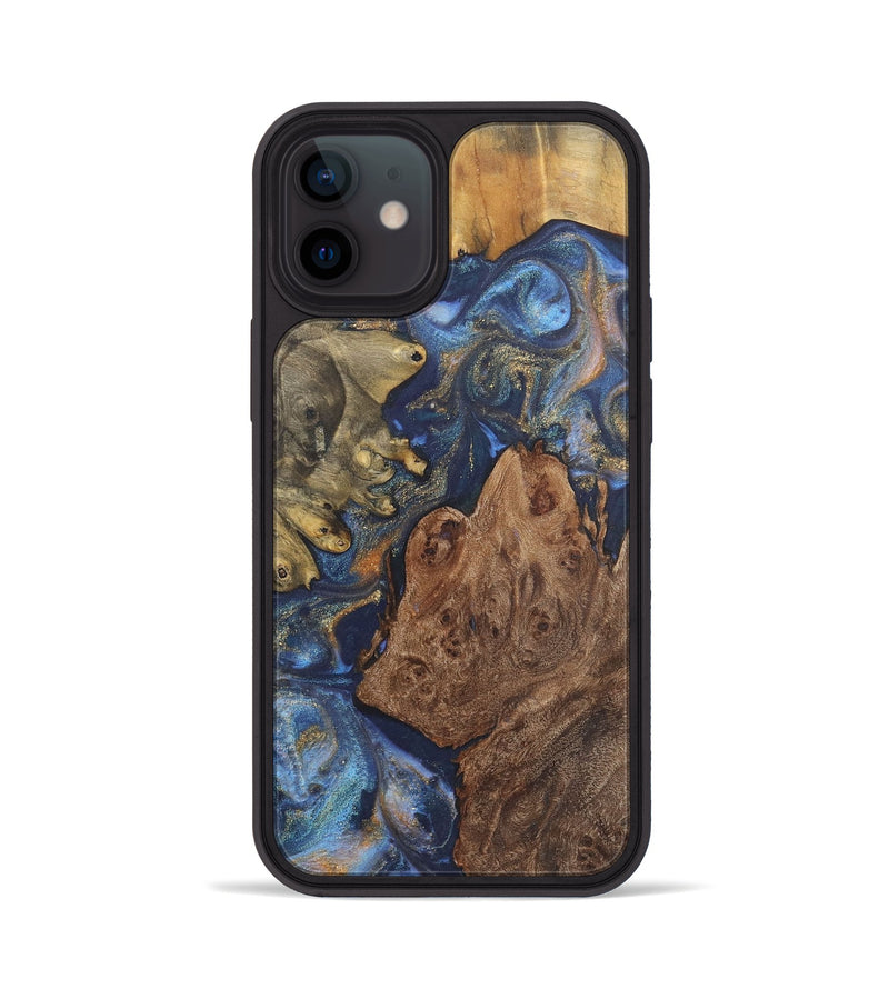 iPhone 12 Wood Phone Case - Jakob (Teal & Gold, 724212)